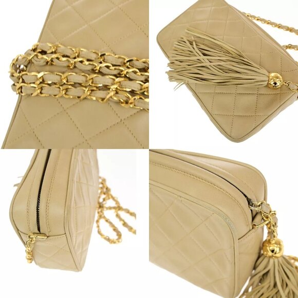 CHANEL CC Mini Matelasse Tassel Chain Shoulder Bag Leather BE Vintage - Picture 10 of 16